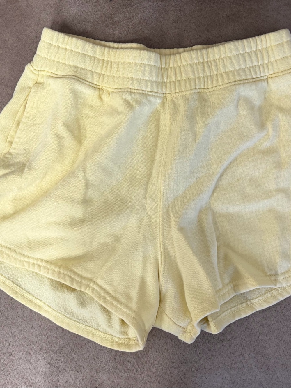 Hollister Light Yellow Fleece Shorts